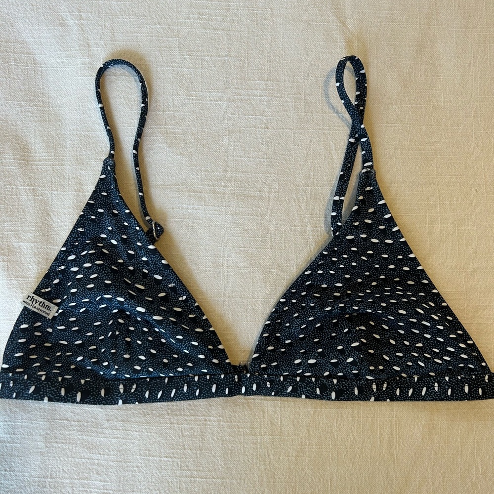 Rhythm Blue, White, Black Bikini Top, Size large, great condition, worn once!